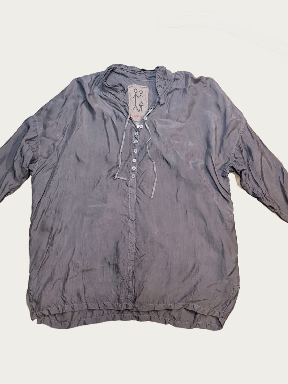Johnny Was Women’s Gray Cupra Boho Henley Tunic  Small Lightweight Long Sleeve